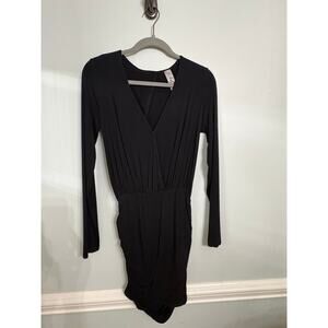 Go Couture Black Long Sleeve Ruched Mini Dress